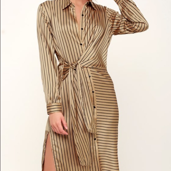 striped satin midi dress